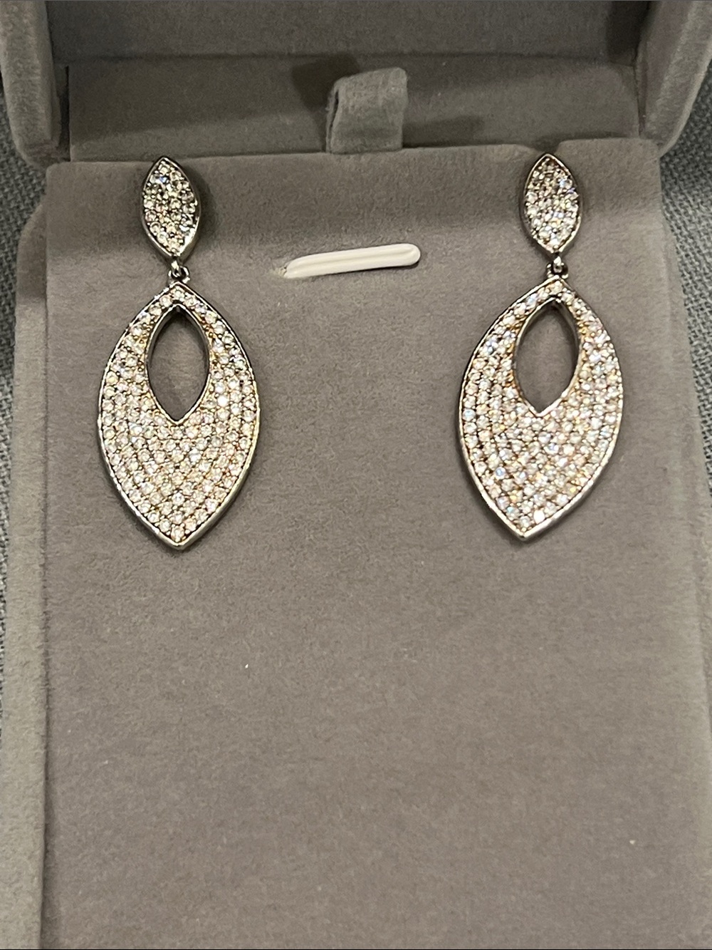 Pave Teardrop Dangle Earrings - Sterling Silver
